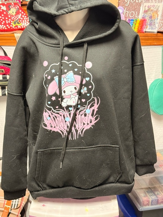 Hello Kitty Tops - Hello Kitty Black Hoodie with Pink & Blue Character Accent